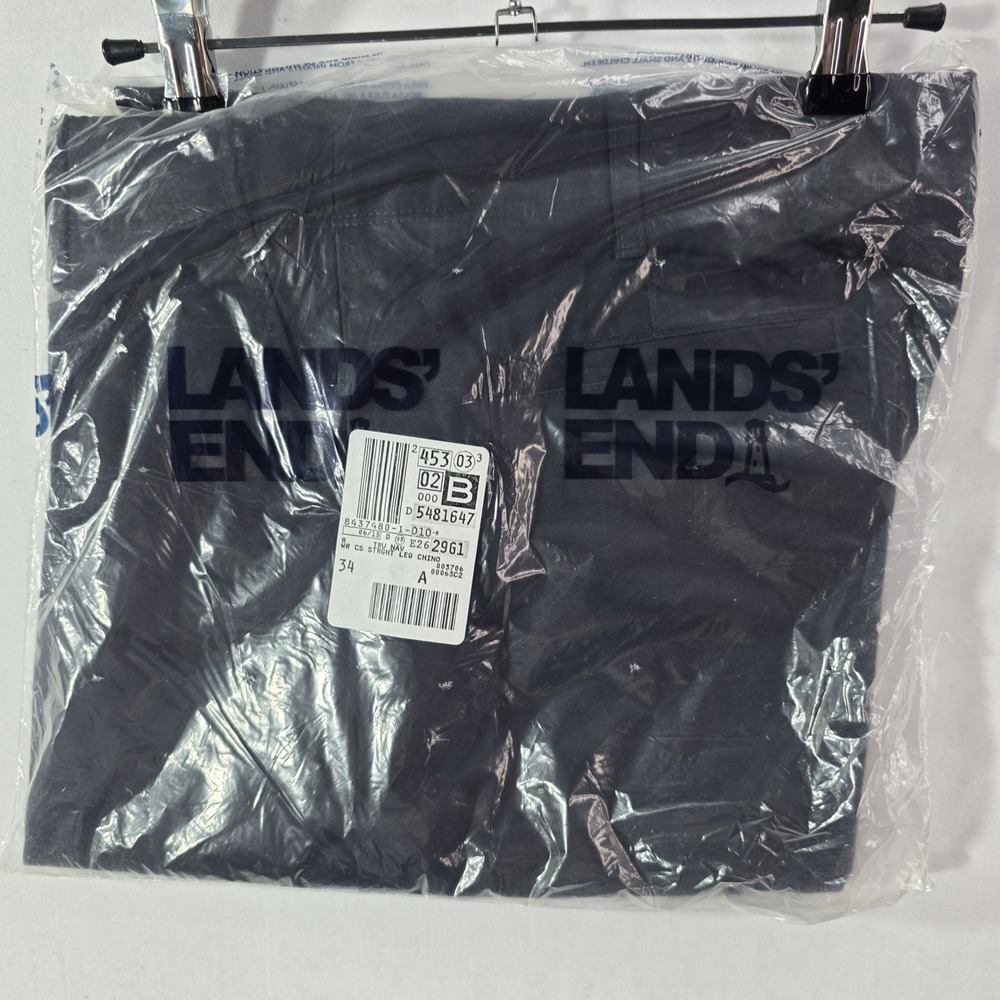 NWT Lands' End Womens True Navy Straight Leg Chino Pants Size 8